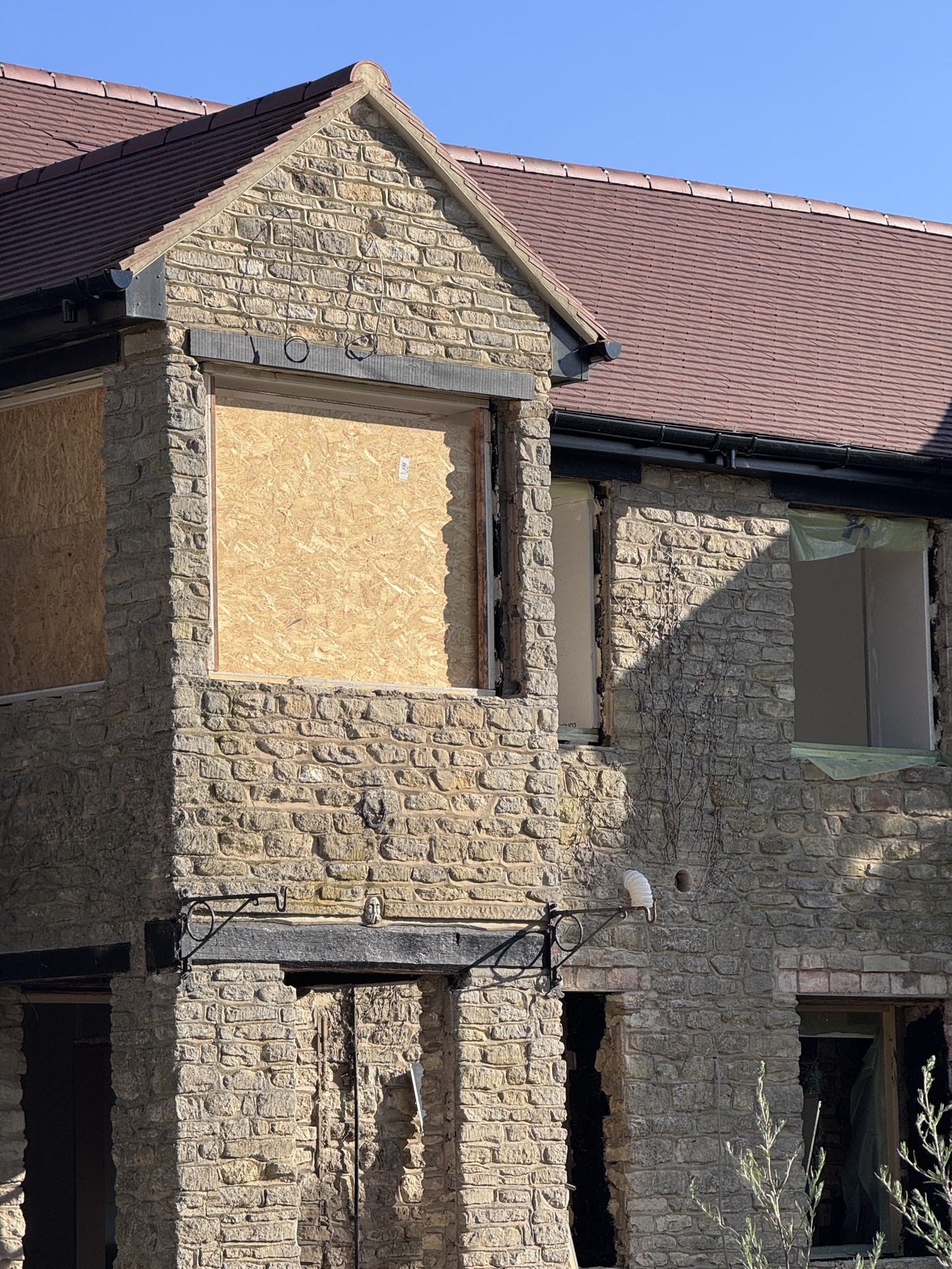 Side elevation of a completed plain tile roof