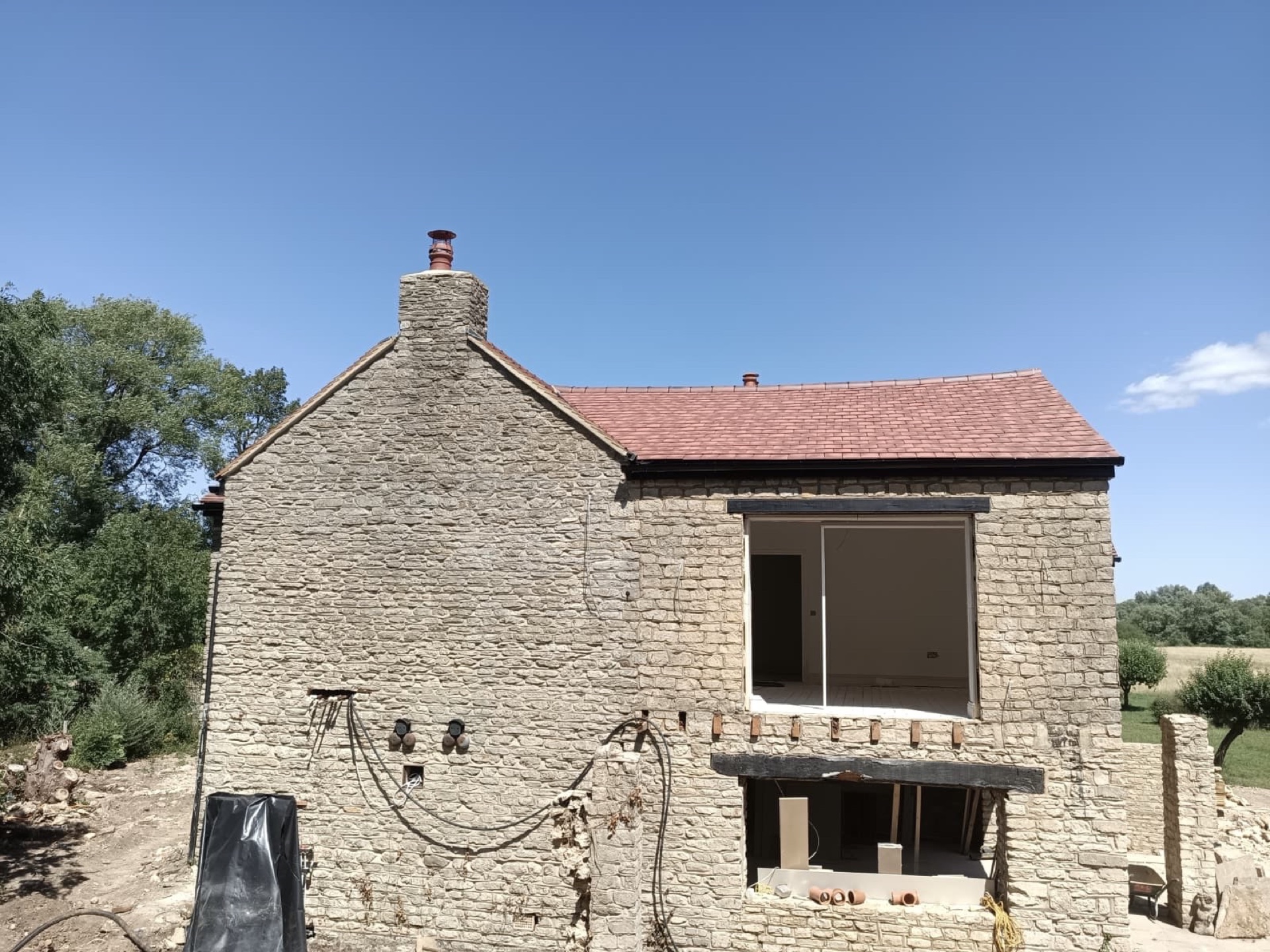 Full pitched roof replacement in progress on a Bedfordshire property